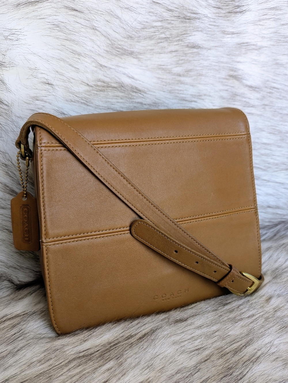 Vintage Restored Coach Tribeca Flap Rare Toffee Color